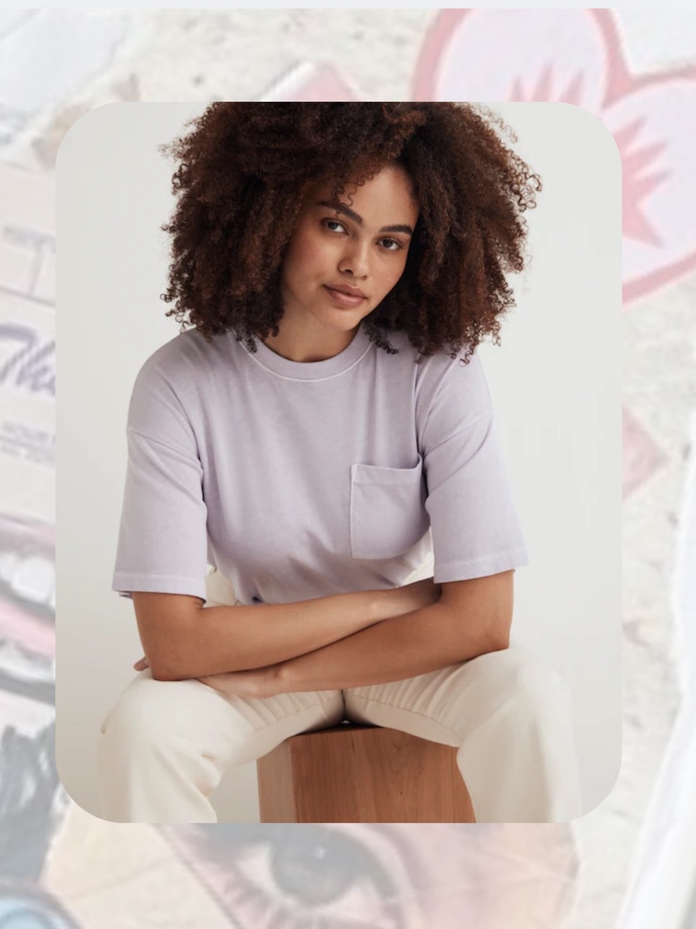 Madewell Classic Pastel Lavender Garment-Dyed Oversized Pocket Tee